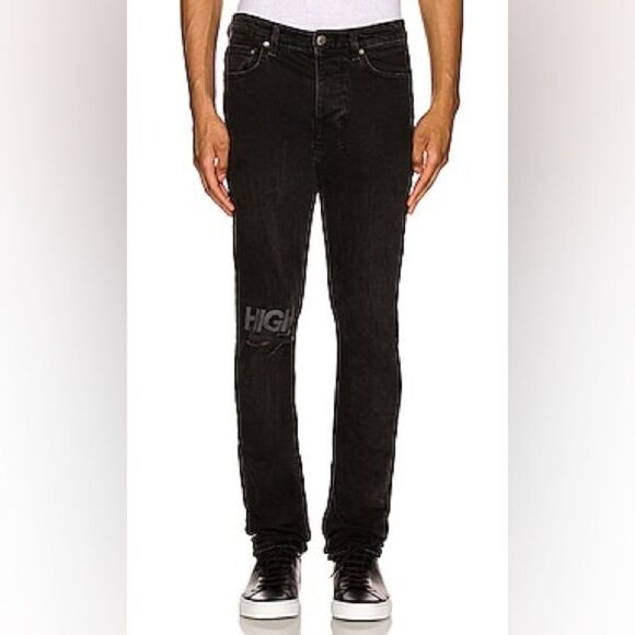 Ksubi Krow Black High Logo Skinny Denim Jeans Size 32x32 - Picture 1 of 10